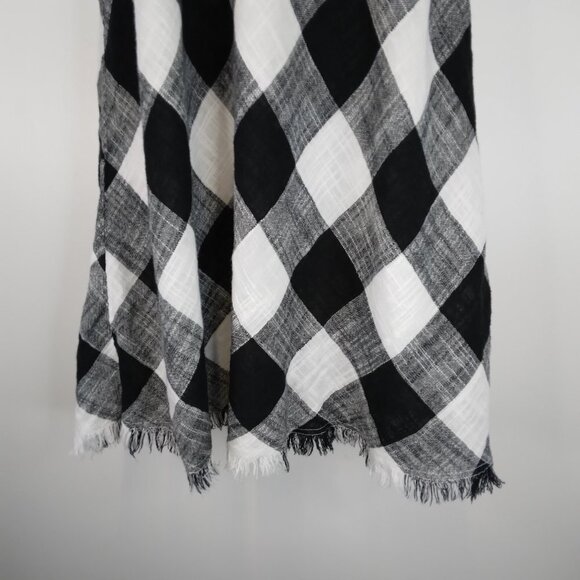 Cloth & Stone White Black Checker Gingham Mini Frayed Hem Halter Dress XS - Picture 3 of 13